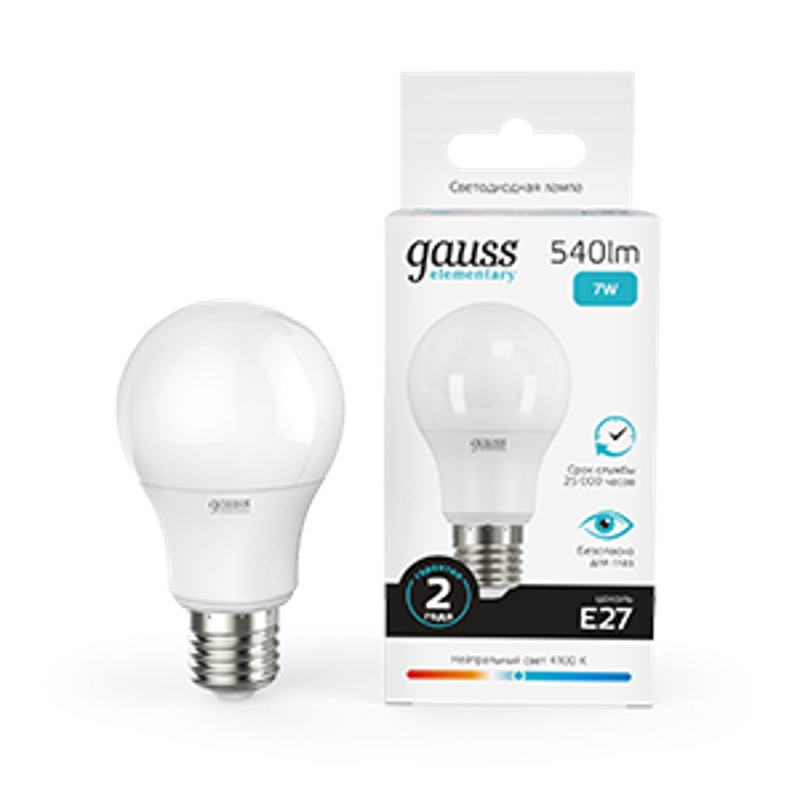 Лампа светодиодная LED 7Вт E27 220В 4100К Elementary A60