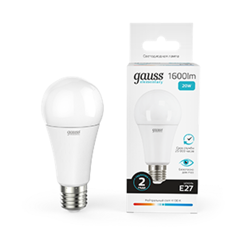 Лампа светодиодная LED 20Вт E27 220В 4100К Elementary A60