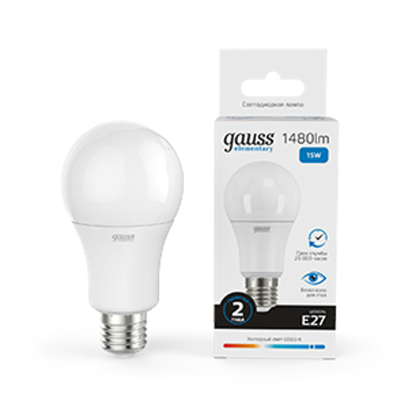 Лампа светодиодная LED 15Вт E27 220В 6500К Elementary A60