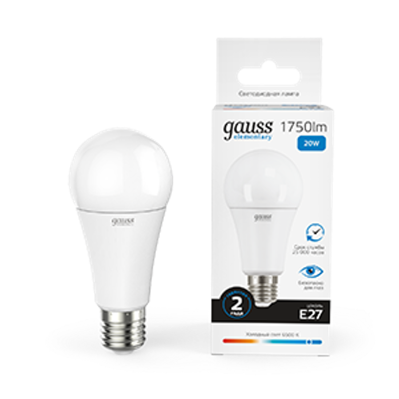 Лампа светодиодная LED 20Вт E27 220В 6500К Elementary A60