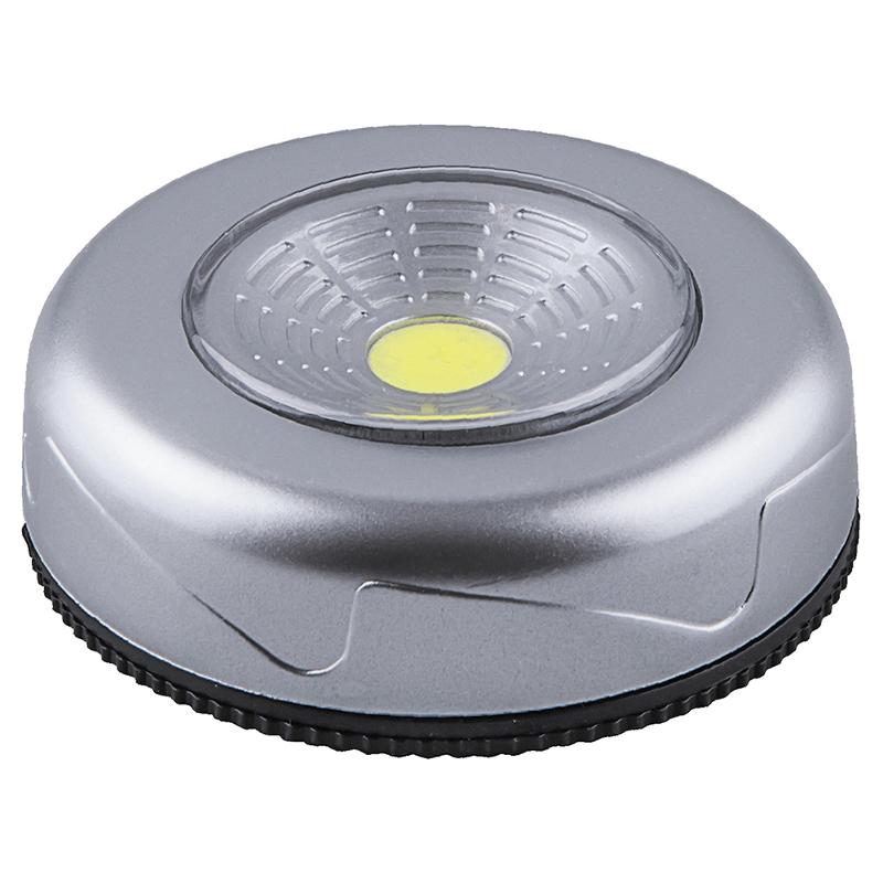 Светильник светодиодный-кнопкаFN1204 1LED 2W (1шт в блистере) 120Lm, 69*25мм, серебро