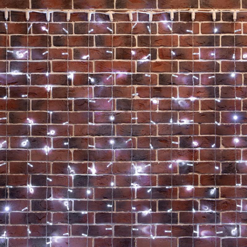 Занавес 2х6м 768 LED БЕЛЫЙ прозрачный ПВХ IP65 эффект мерцания 230В нужен блок 303-500-1