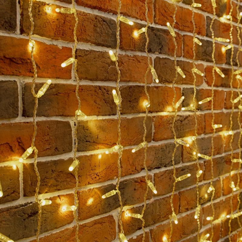 Гирлянда Занавес 2х9м 1200 LED ТЕПЛЫЙ БЕЛЫЙ прозрачный ПВХ IP65 эффект мерцания 230В