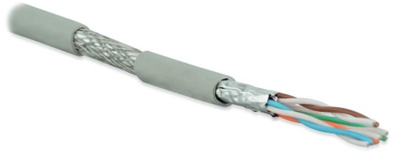 Кабель витая пара SFTP4-C6A-S23-IN-LSZH-GY-500(500м)эк(S/FTP),к6a,4п(23AWG),од(solid),к.п.в ф,об.эк.мед.оп,д.вн.пр,+60°C,LSZH,сер