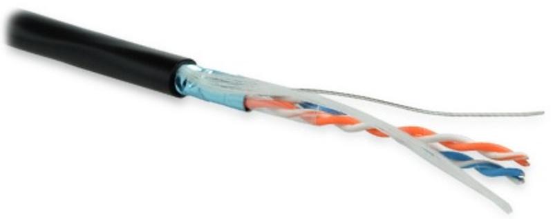 Кабель витая пара FUTP2-C5-S24-OUT-PE-BK-500 (500м) F/UTP,кат.5,2п.(24AWG),одн.(solid),экр.-ф.,внеш.,PE,-40°C–+60°C,черн.