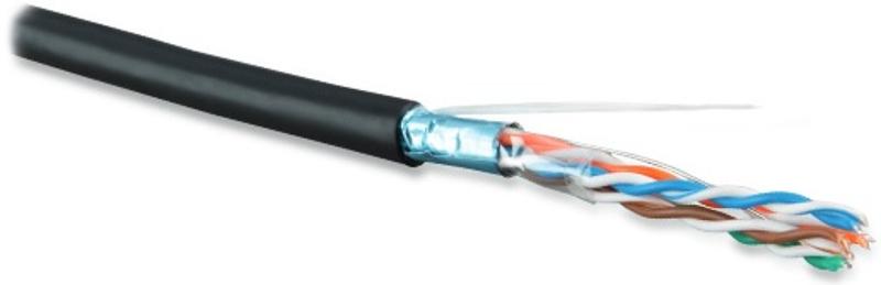 Кабель витая пара FUTP4-C5E-S24-OUT-LSZH-BK-500(500м)F/UTP,к5e,4п(24AWG),одн(solid),эк-ф.,вне,LSZH нг(С)-HF,-40°C-+75°С,черн.