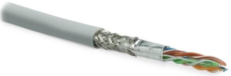 Кабель витая пара SFUTP4-C6-P26-IN-LSZH-GY-500 (500м) экран.SF/UTP,кат.6,4п.(26AWG),мног.(patch),э.-ф.+мед.оп.,LSZH,сер.