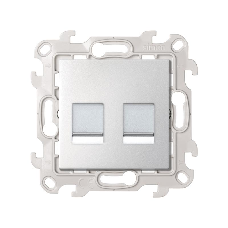 Розетка для передачи данных 2xRJ45 Cat.6 UTP цвета алюминий S24 Harmonie