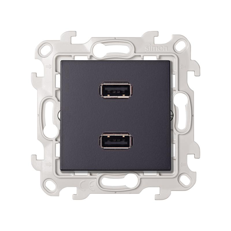 Simon 24 Графит Коннектор 2хUSB