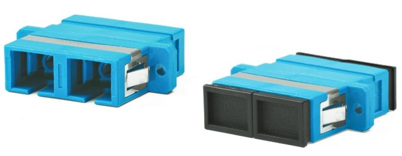 Адаптер проходной оптический FA-P11Z-DSC/DSC-N/BK-BL SC-SC, SM, duplex, корпус пластиковый, синий, черные колпачки