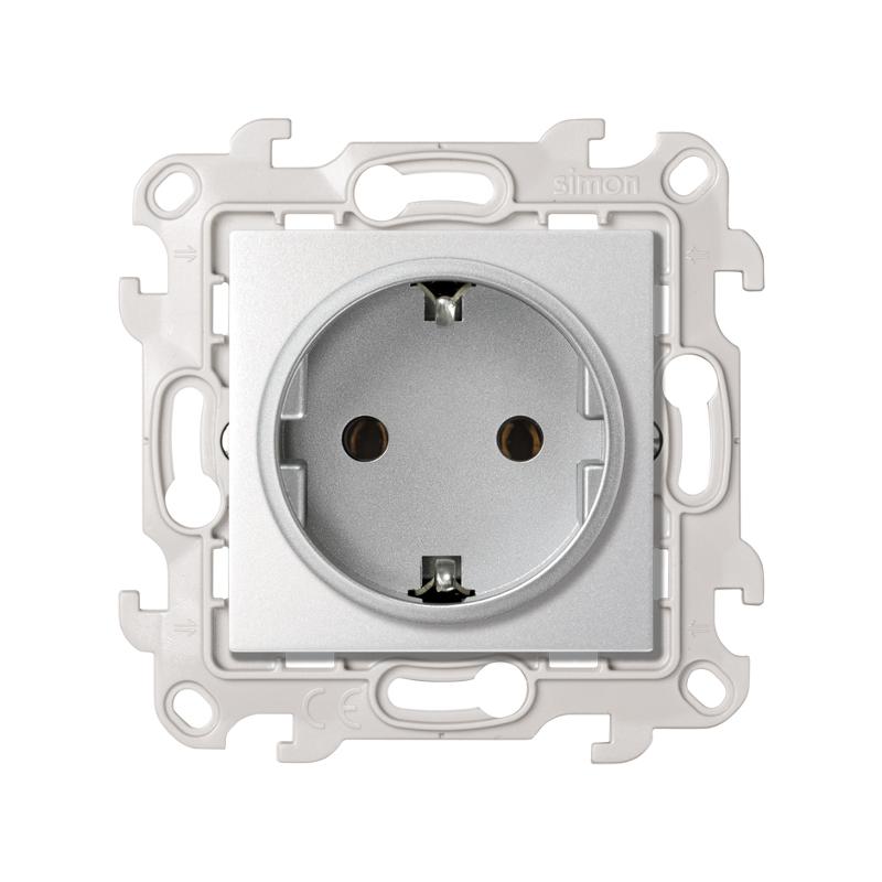 Розетка с заземлением Schuko 2Р+Е 16A 250В цвета алюминий S24 Harmonie