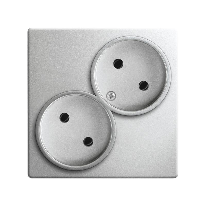 Розетка двойная без заземления 2x2Р 16A 250В цвета алюминий S24 Harmonie