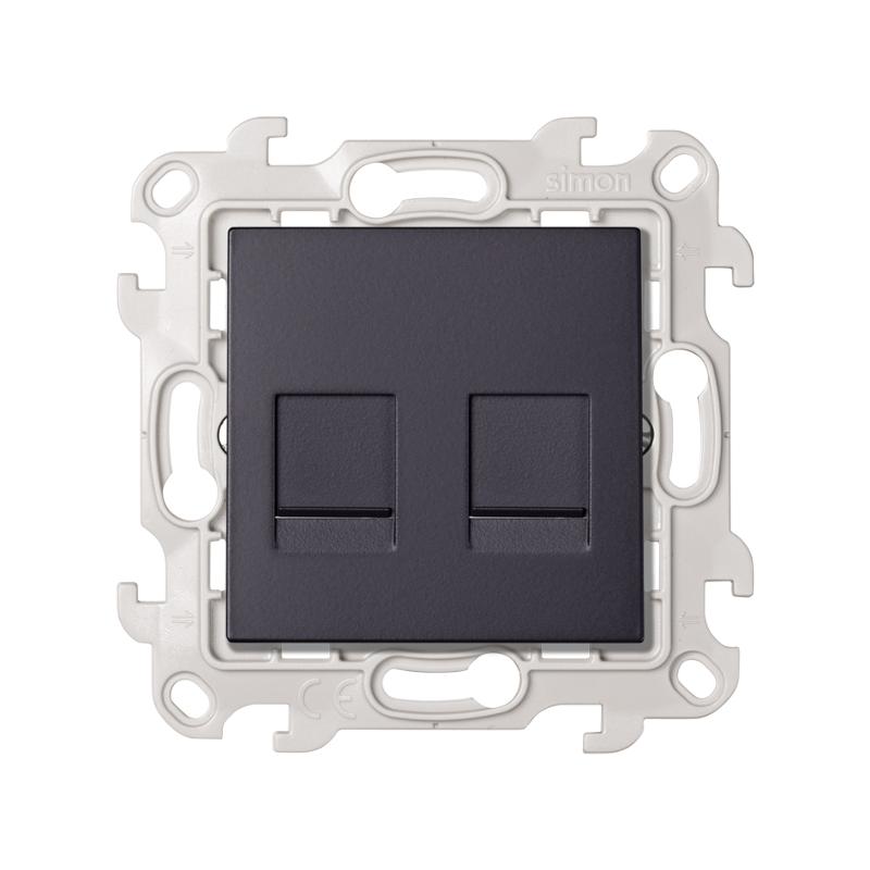 Simon 24 Графит Комп. розетка 2-ая RJ45 кат 5е UTP
