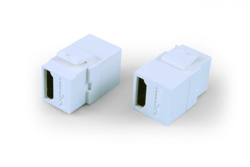 KJ1-HDMI-AL18-WH Вставка формата Keystone Jack с проходным адаптером HDMI 2.0 (Type A), long body (29.7 мм), ROHS, белая