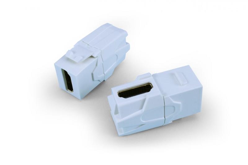 KJ1-HDMI-AV18-WH Вставка формата Keystone Jack с проходным адаптером HDMI 2.0 (Type A), 90 градусов, ROHS, белая