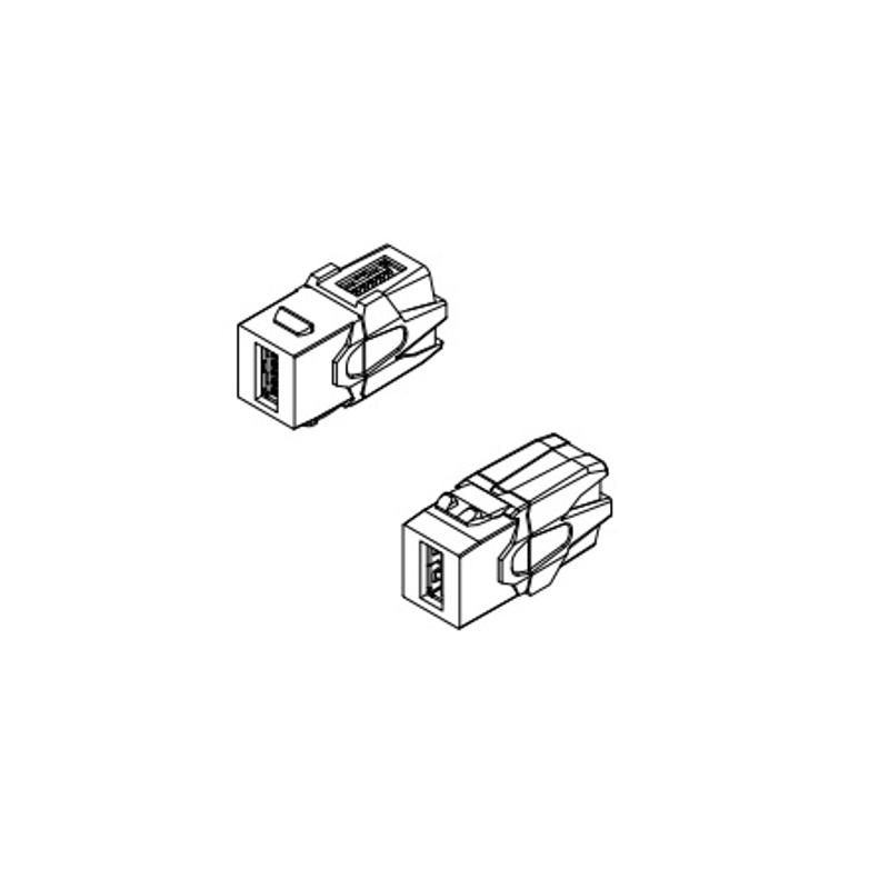 KJ1-USB-VA3-WH Вставка формата Keystone Jack с проходным адаптером USB 3.0 (Type A), 90 градусов, ROHS, белая