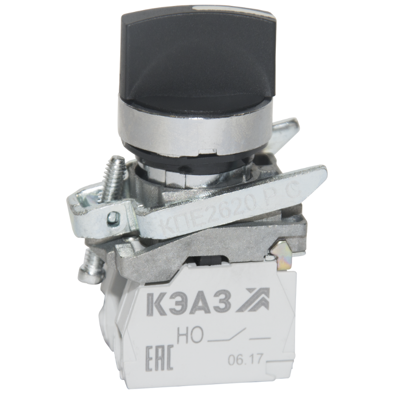 Переключатель КПЕ2620РС-черный-2но+0нз-ручка-фикс-3поз-IP65