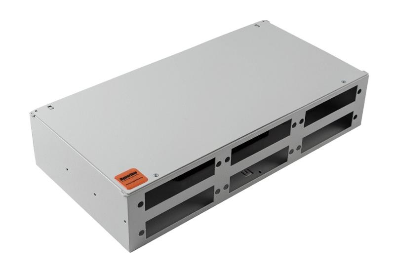 Бокс оптич.FO-19R-2U-6xSLT-W140H42-48UN-GY унив.19",от8до48п.(SC,duplexLC,ST,FC),со сплайс пласт.,б.пиг.и пр.ад.,2U,сер.