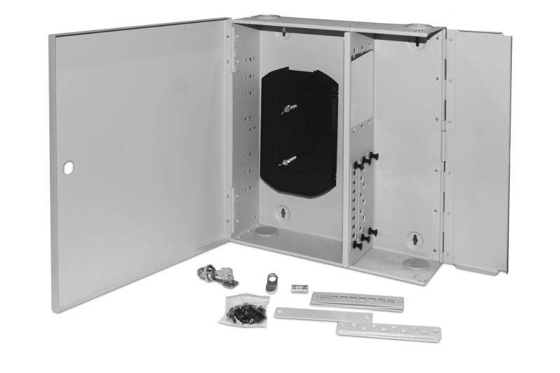 Бокс оптич.FO-WBX-6xSLT-W140H42-48UN-GY унив.наст.,от8 до 48п.(SC,duplexLC,ST,FC),со сплайс пласт.,без пиг.и прох.ад.,сер.