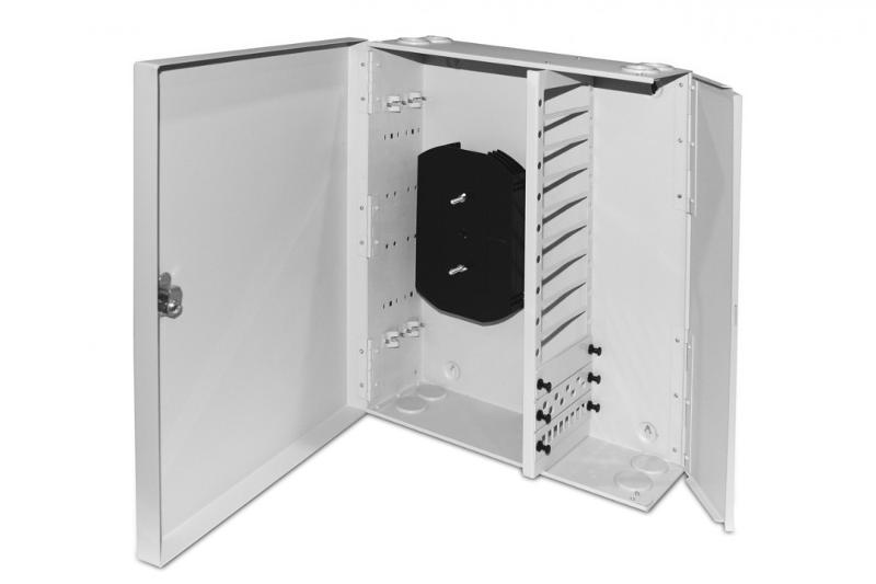Бокс оптич.FO-WBX-12xSLT-W140H42-96UN-GY унив.наст.,от8до96п.(SC,duplexLC,ST,FC),со сплайс пласт.,без пиг.и прох.ад.,сер.