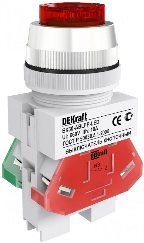 Выкл. кноп. ABLFP 30 мм Цвет:КРАСНЫЙ LED 220В ВK-30 a