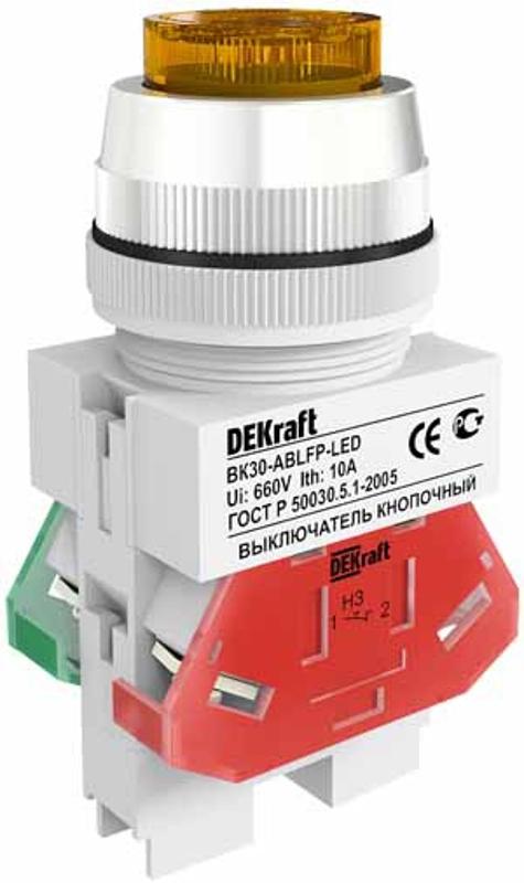 Выкл. кноп. ABLFP 30 мм Цвет:ЖЕЛТЫЙ LED 220В ВK-30