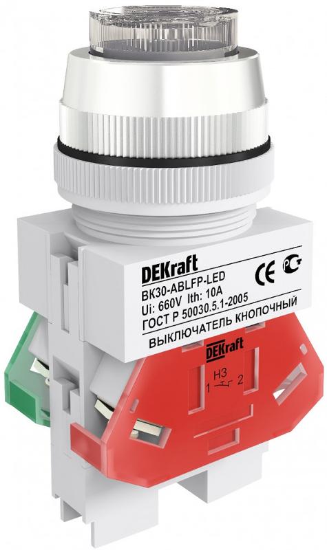 Выкл. кноп. ABLFP 30 мм Цвет:БЕЛЫЙ LED 220В ВK-30