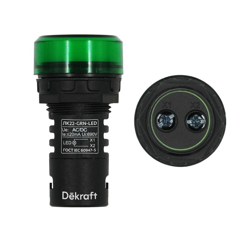 Лампа комм. ADDS 22 мм LED зел. 24В AC/DC ЛK-22
