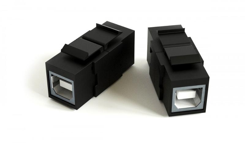 KJ1-USB-B2-BK Вставка формата Keystone Jack с проходным адаптером USB 2.0 (Type B), ROHS, черная
