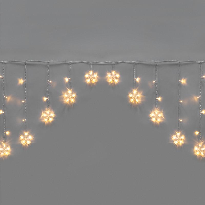 Гирлянда светодиодная Арка со звездами 2,5х1,2м, 136LED ТЕПЛЫЙ БЕЛЫЙ, прозрачный ПВХ, IP20, 230В
