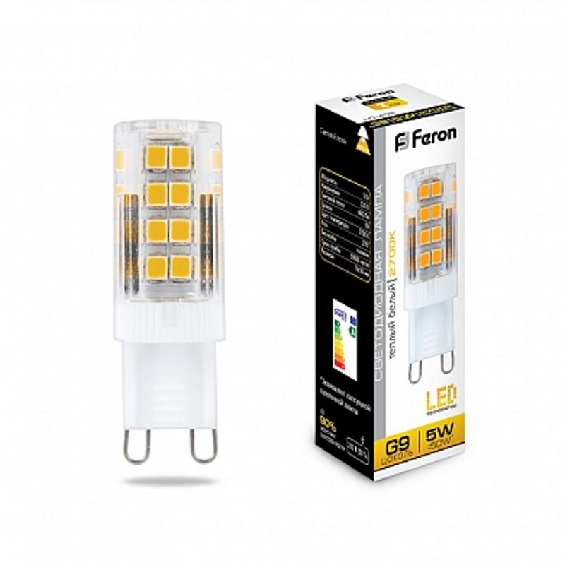 Лампа светодиодная LB-432 (5W) 230V G9 2700K 16x50mm