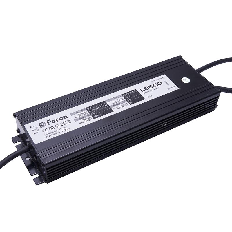 Трансформатор для светодиодной ленты LB500 DC24V 200W IP67 244*80*32мм