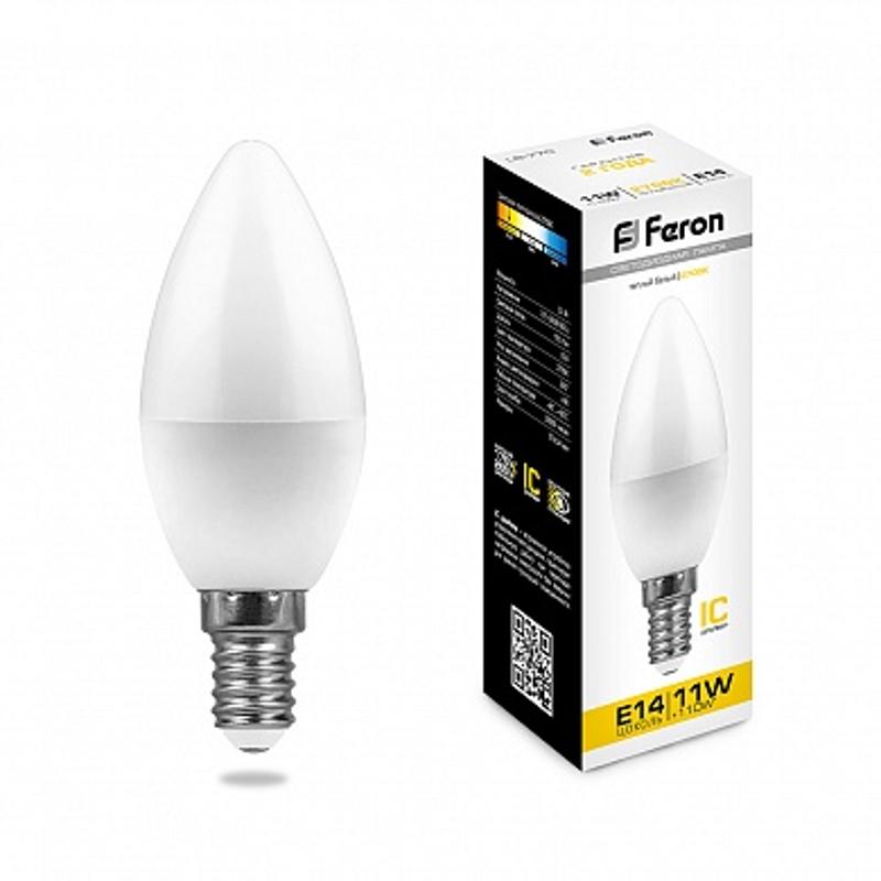 Лампа светодиодная LB-770 (11W) 230V E14 2700K свеча