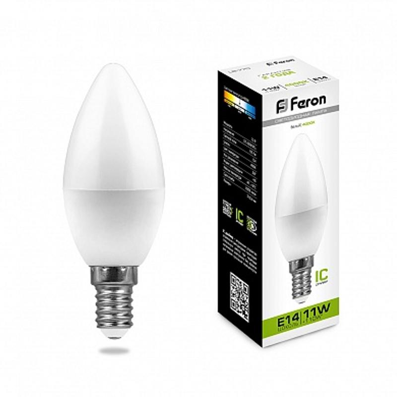 Лампа светодиодная LB-770 (11W) 230V E14 4000K свеча