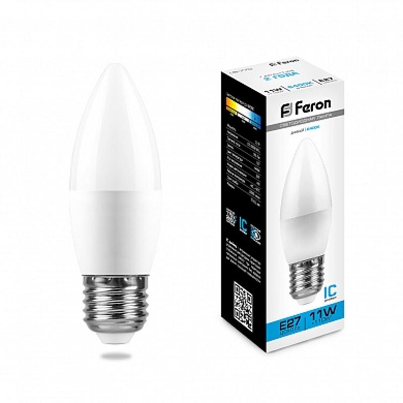 Лампа светодиодная LB-770 (11W) 230V E27 6400K свеча