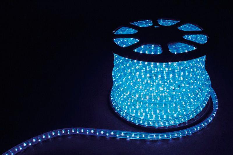 Дюралайт светодиодный 2W 100м 13мм 230V 36LED/м 1,44Вт/м (2м/отрез), 2 аксесс., синий/ LED-R2W