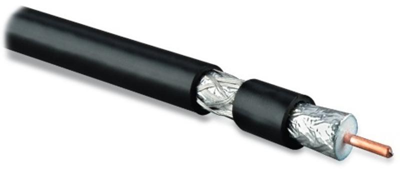 COAX-RG11-500 (500 м) Кабель коаксиальный RG-11, 75 Ом, жила - 14 AWG, черный ПВХ (-20°С – +75°С ), внешний диаметр 10.16мм, PVC