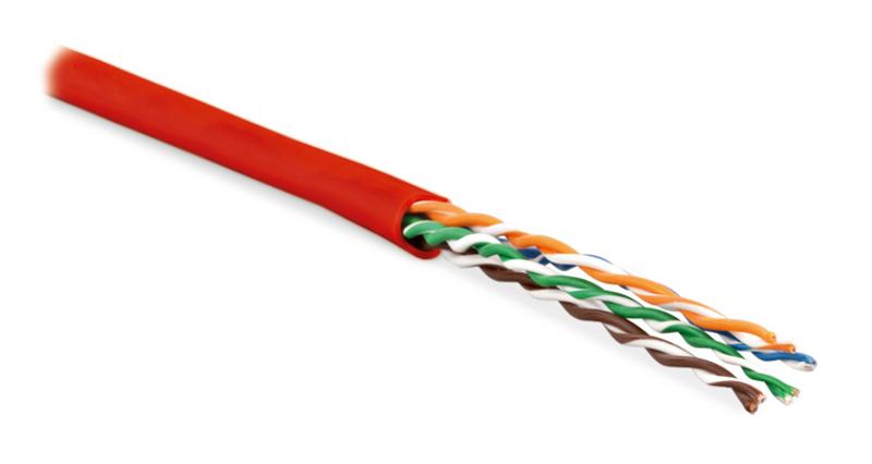 Кабель витая пара UUTP4-C6-P24-NCR-IN-LSZH-RD-100(100м)неэ.U/UTP,к6,4п(24AWG),мног.(patсh),б.раз.,LSZH,нг(С)-HF,–5°C–+60°C,красн.
