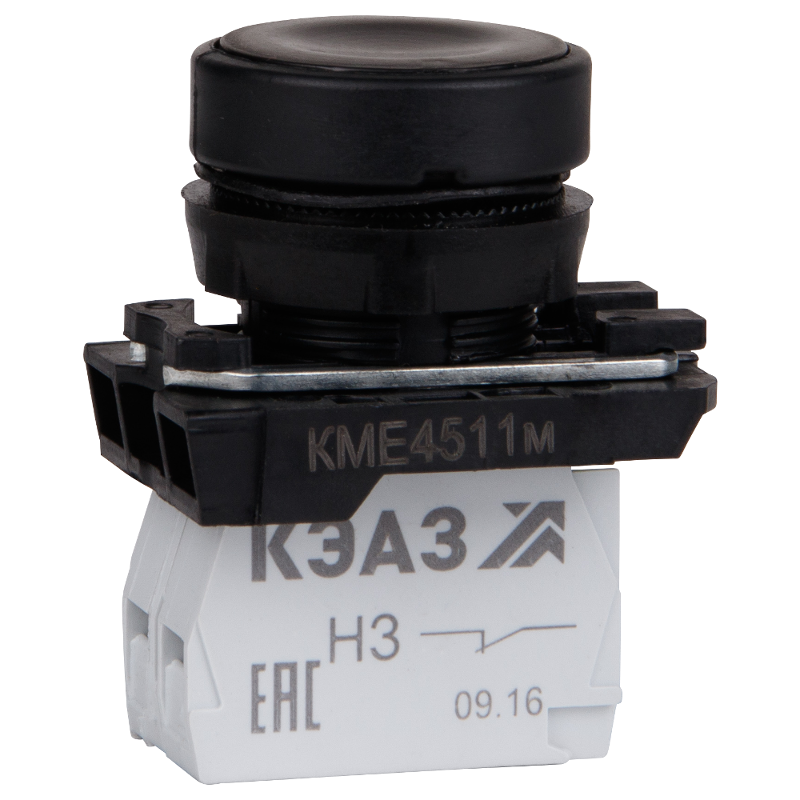 Кнопка КМЕ4522м-черный-2но+2нз-цилиндр-IP54