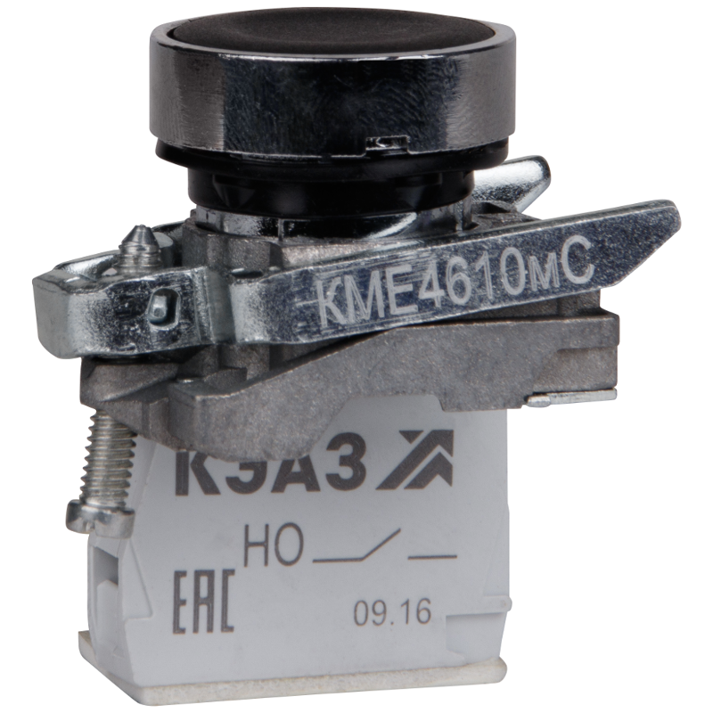 Кнопка КМЕ4501мС-черный-0но+1нз-цилиндр-IP54