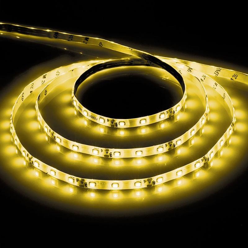Лента светодиодная LS603/ 60SMD(2835)/м 4.8Вт/м 12V 5000*8*1.22мм желтый