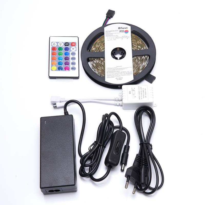 Лента светодиодная LS606, готовый комплект 5м 60SMD(5050)/м 14.4Вт/м IP20 12V RGB