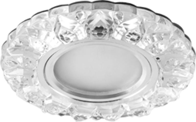 Светильник точечный встраиваемый под лампу, с LED подсветкой CD908 15LED*2835 SMD 4000K, MR16 50W G5.3, прозрачный, хром