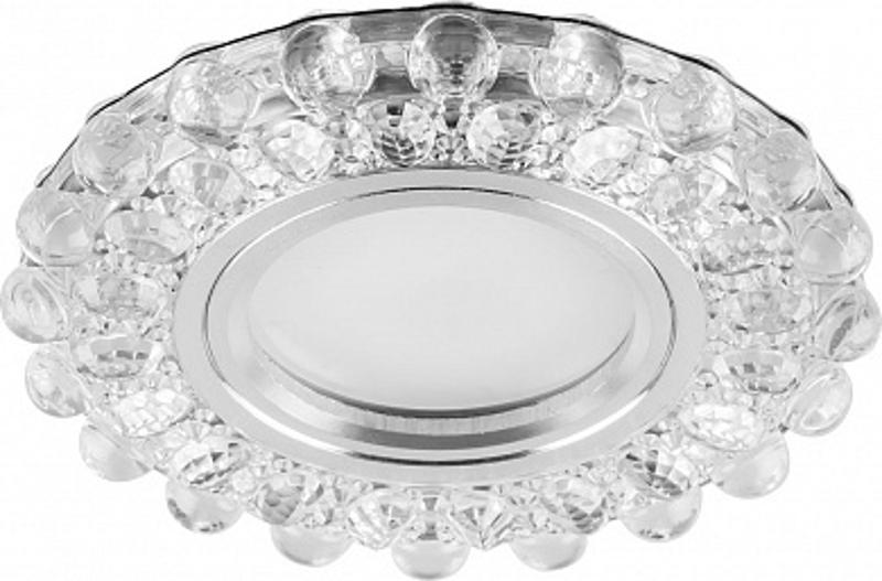 Светильник точечный встраиваемый под лампу, с LED подсветкой CD909 15LED*2835 SMD 4000K, MR16 50W G5.3, прозрачный, хром