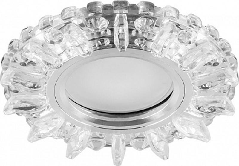 Светильник точечный встраиваемый под лампу, с LED подсветкой CD910 15LED*2835 SMD 4000K, MR16 50W G5.3, прозрачный, хром