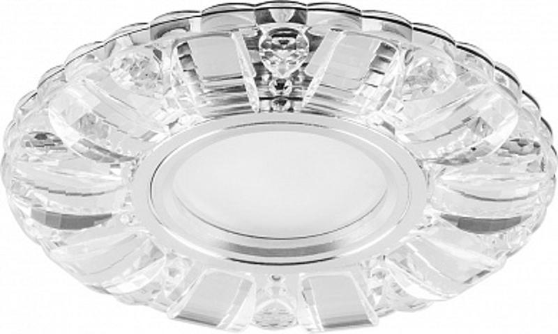 Светильник точечный встраиваемый под лампу, с LED подсветкой CD921 15LED*2835 SMD 4000K, MR16 50W G5.3, прозрачный, хром