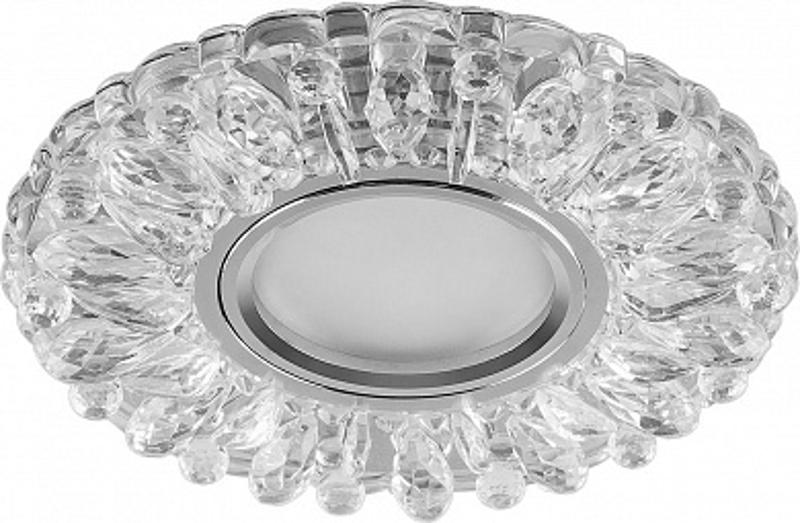 Светильник точечный встраиваемый под лампу, с LED подсветкой CD914 15LED*2835 SMD 4000K, MR16 50W G5.3, прозрачный, хром