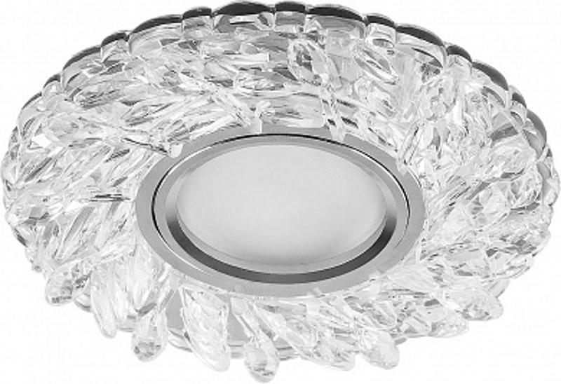 Светильник точечный встраиваемый под лампу, с LED подсветкой CD915 15LED*2835 SMD 4000K, MR16 50W G5.3, прозрачный, хром