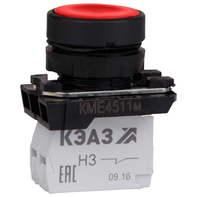 Кнопка КМЕ4522м-красный-2но+2нз-цилиндр-IP54