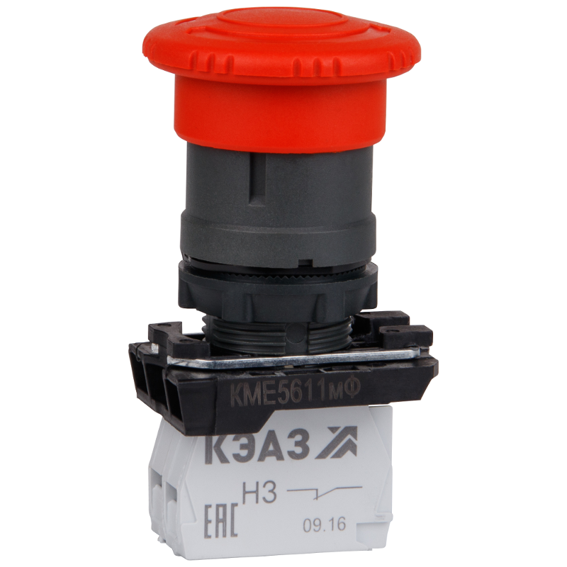 Кнопка КМЕ5522мФ-красный-2но+2нз-гриб-IP54